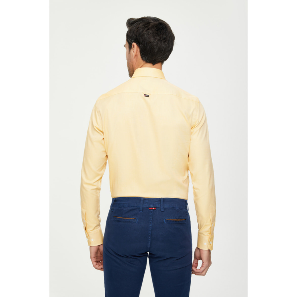 Camicia Uomo 1 Bottone Button Down Slim Oxford Unito Beige