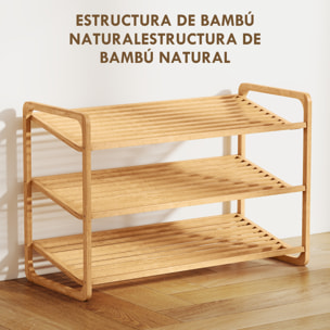 Zapatero de 3 Niveles Estantería para Zapatos de Bambú para 12 Pares de Zapatos Estantería para Entrada Pasillo Dormitorio 76x33x50,8 cm Natural