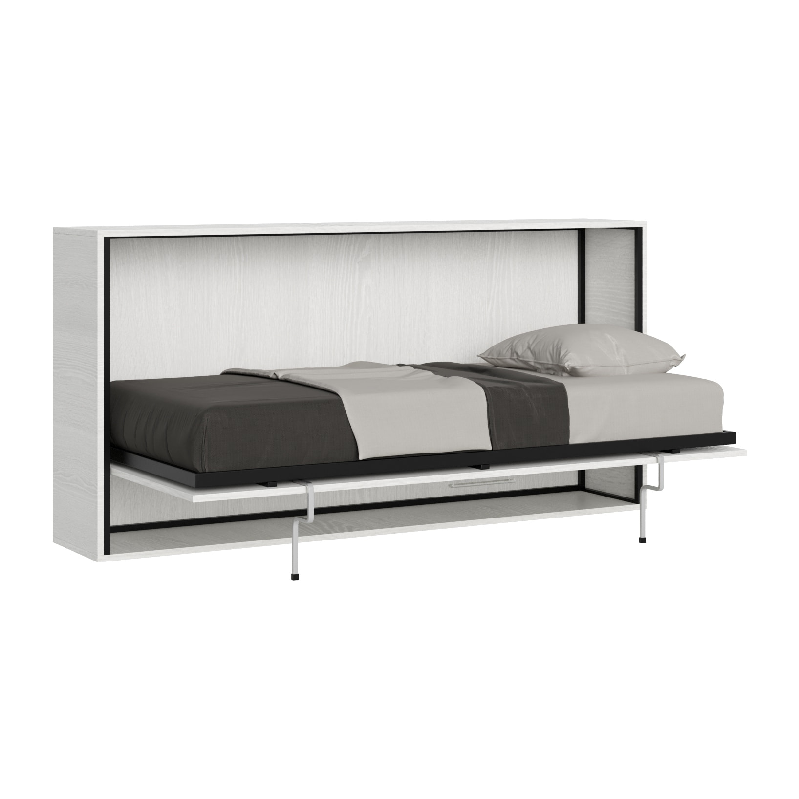 Cama abatible individual horizontal Kando Fresno Blanco