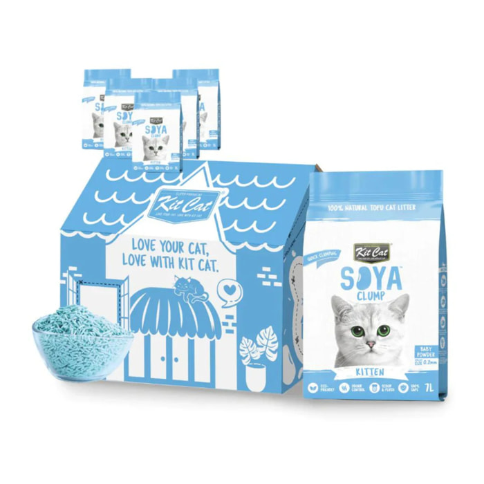 Pack 6 Kit Cat Arena Eco Nova - Kitten Baby Powder 7 L Arena para gatos