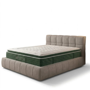 Ensemble matelas Jade & lit coffre Aneto | Mémoire de forme et ressorts ensachés | Grande capacité de stockage | tissu Chenille | Gris