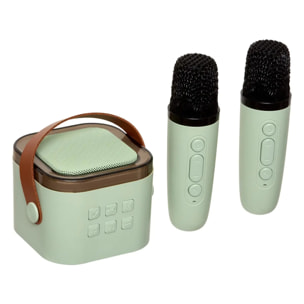Set Karaoké Kara avec enceinte portable et 2 micros vert