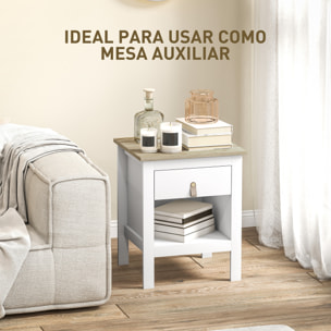 Mesita de Noche Moderna Mesilla de Noche con Cajón Compartimento Abierto Mesa Auxiliar para Salón Dormitorio 45x40x55 cm Blanco