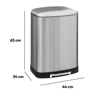 Poubelle à pédale métal 50L Inox Ariane