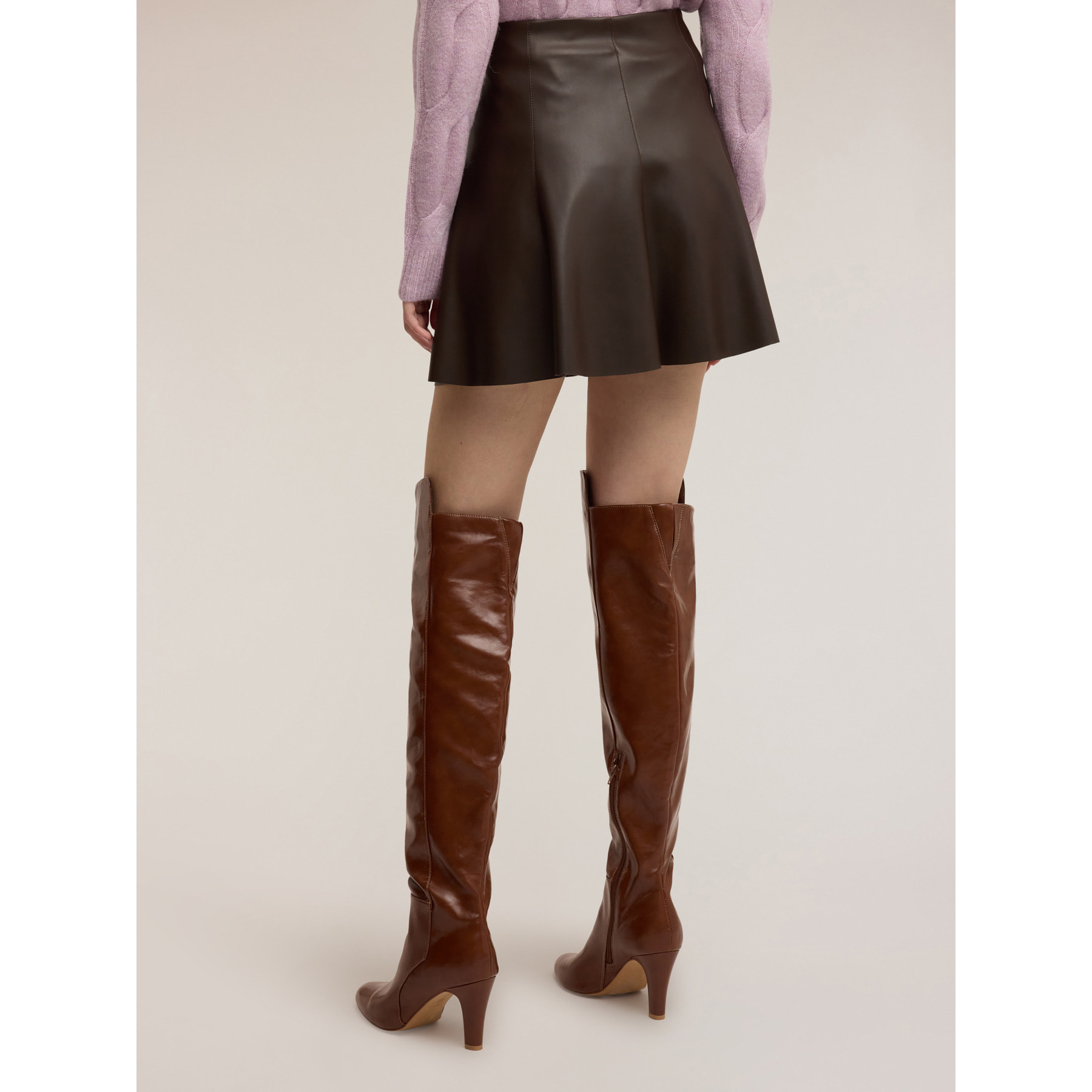 Motivi - Falda línea A en tejido revestido - Marrón