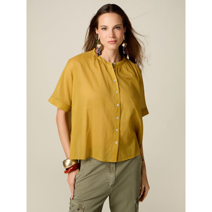 Oltre - Camicia in mussola di cotone - Giallo