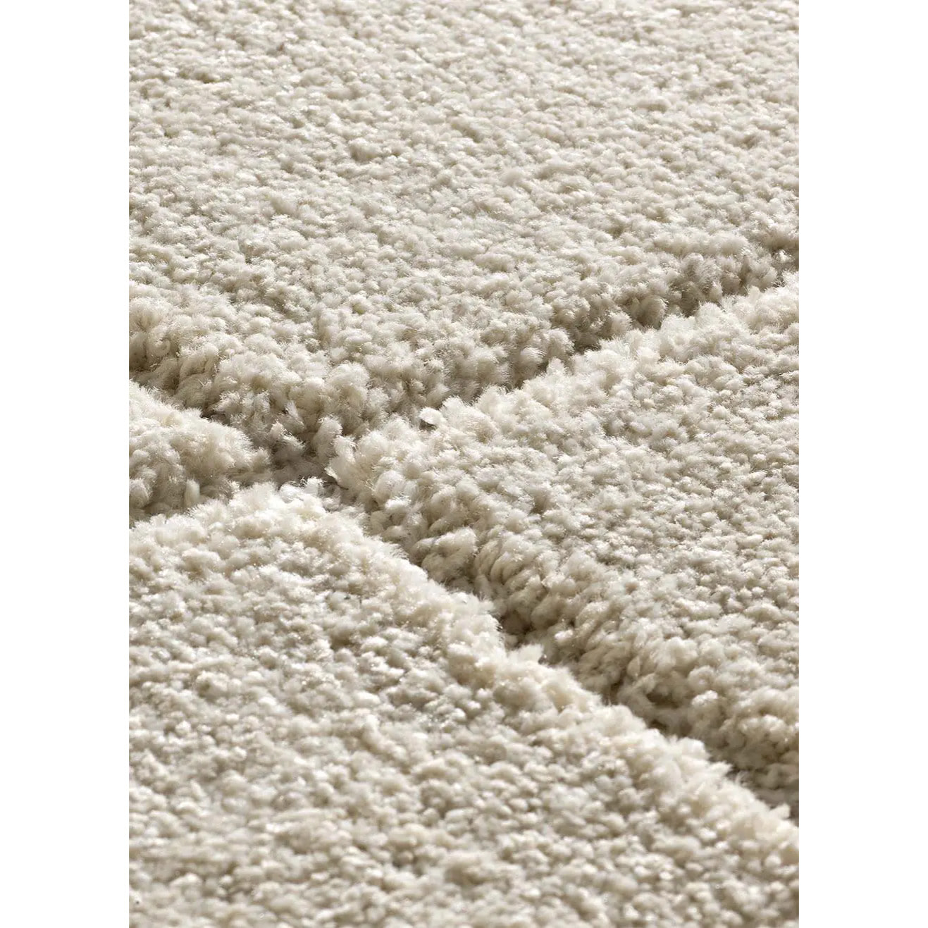 MOLIER Alfombra shaggy con formas abstractas en blanco, varias medidas disponibles.
