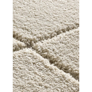 MOLIER Alfombra shaggy con formas abstractas en blanco, varias medidas disponibles.