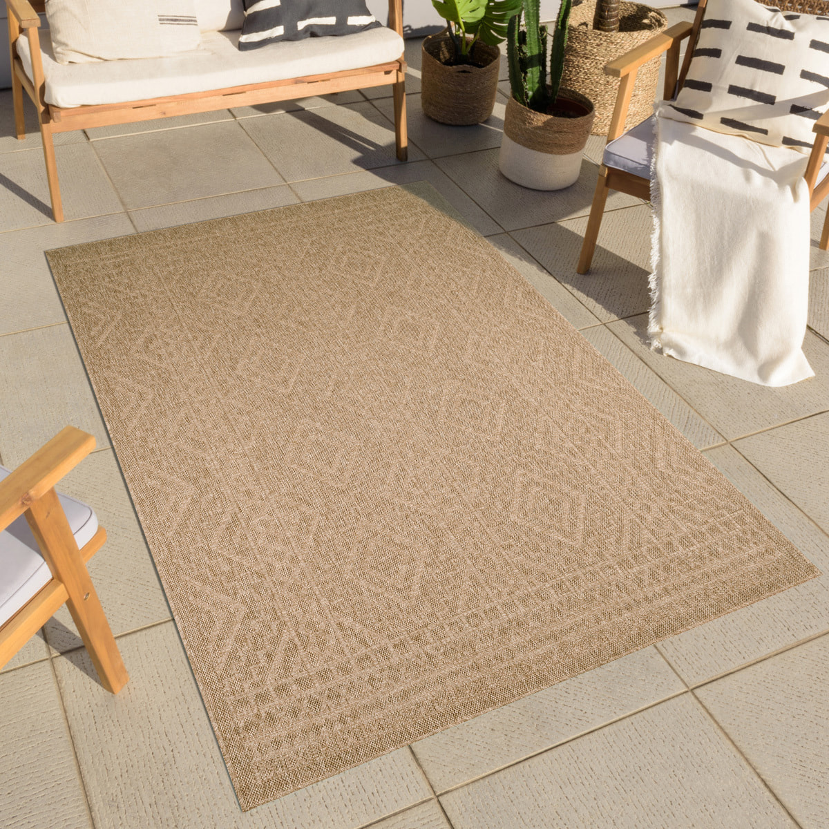 Nature - tapis aspect jute à motifs losanges beige