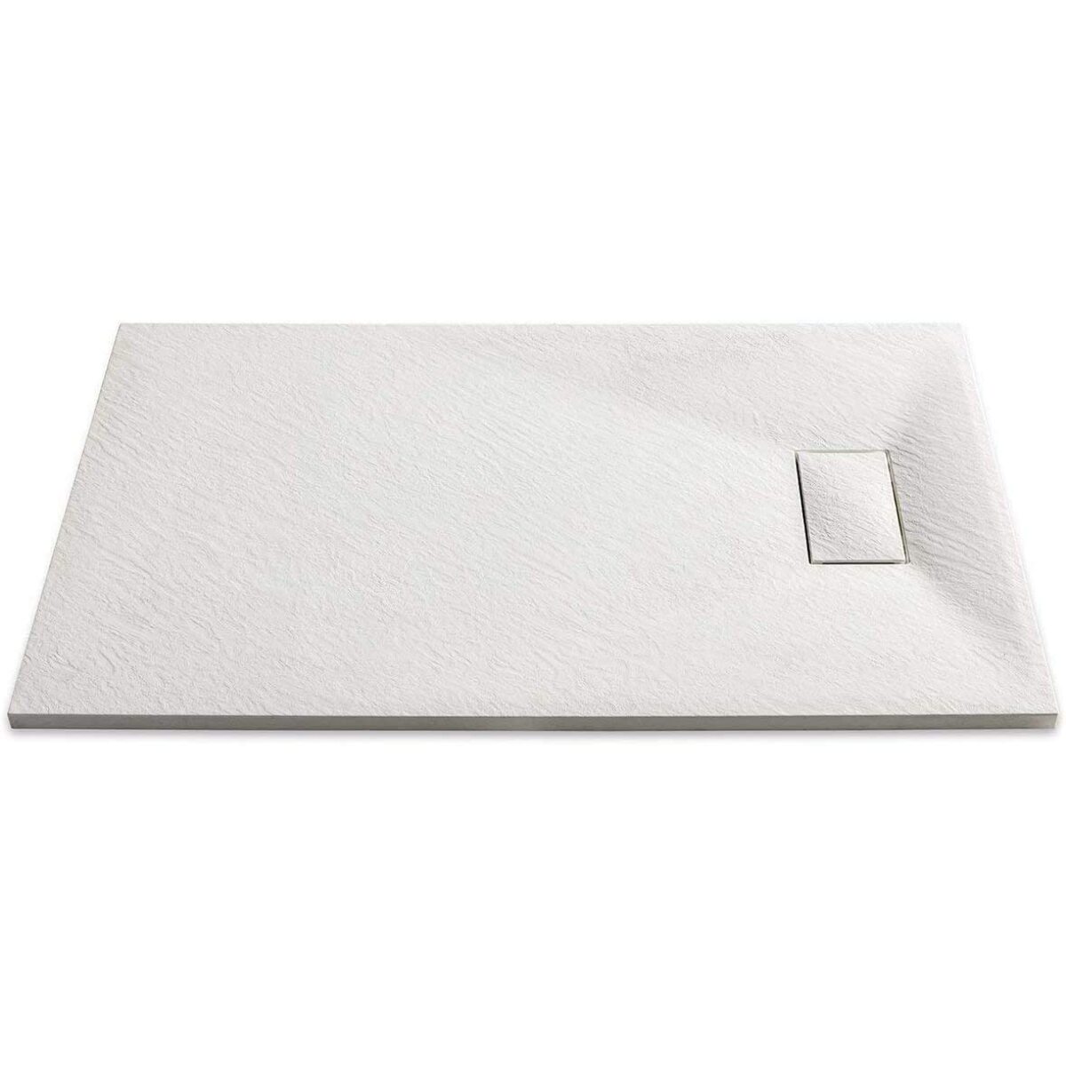 Piatto Doccia Spessore 2.6 Cm Resina SMC Effetto Pietra Stone Ardesia Antiscivolo Riducibile Filopavimento Con Griglia Di Copertura Bianco 80x120 Cm