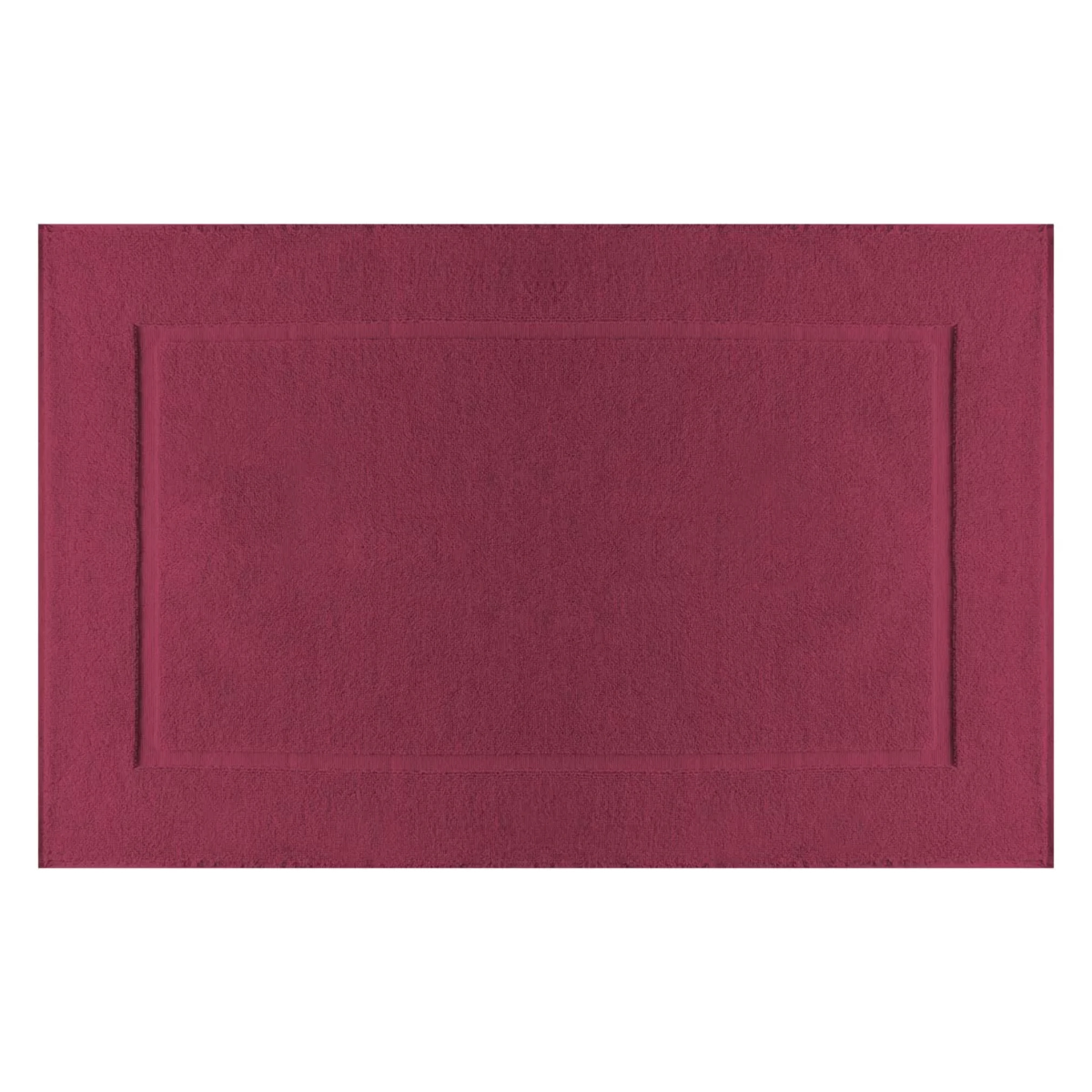 Tapis de bain pur coton 850 g/m² uni rose rouge Vitae pivoine