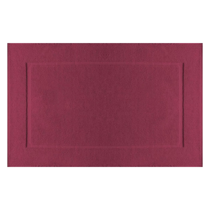 Tapis de bain pur coton 850 g/m² uni rose rouge Vitae pivoine
