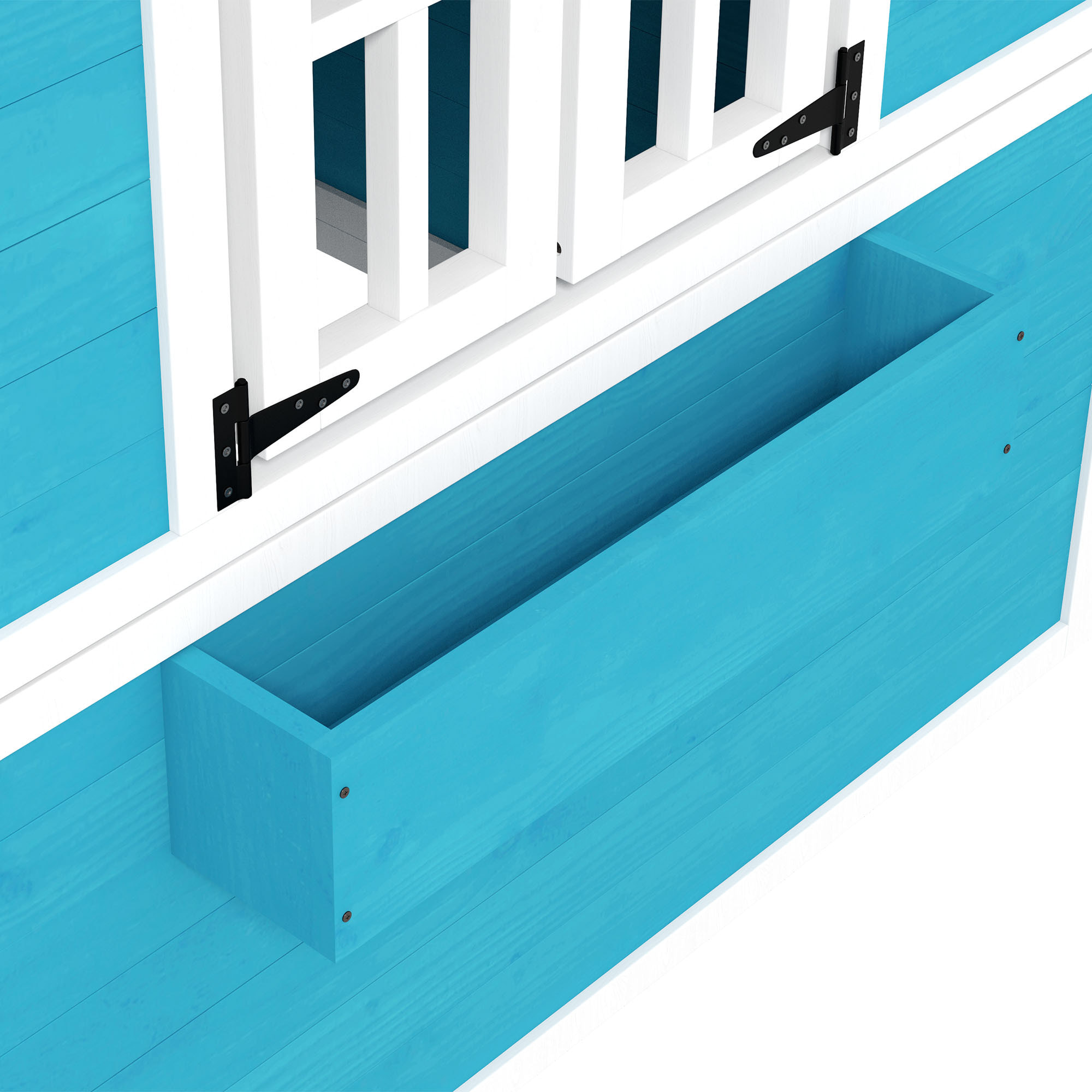 Casa de Jardín Infantil Casa de Madera para Niños con Puerta Ventanas Jardineras y Soportes de Flores 114x126,4x135 cm Azul