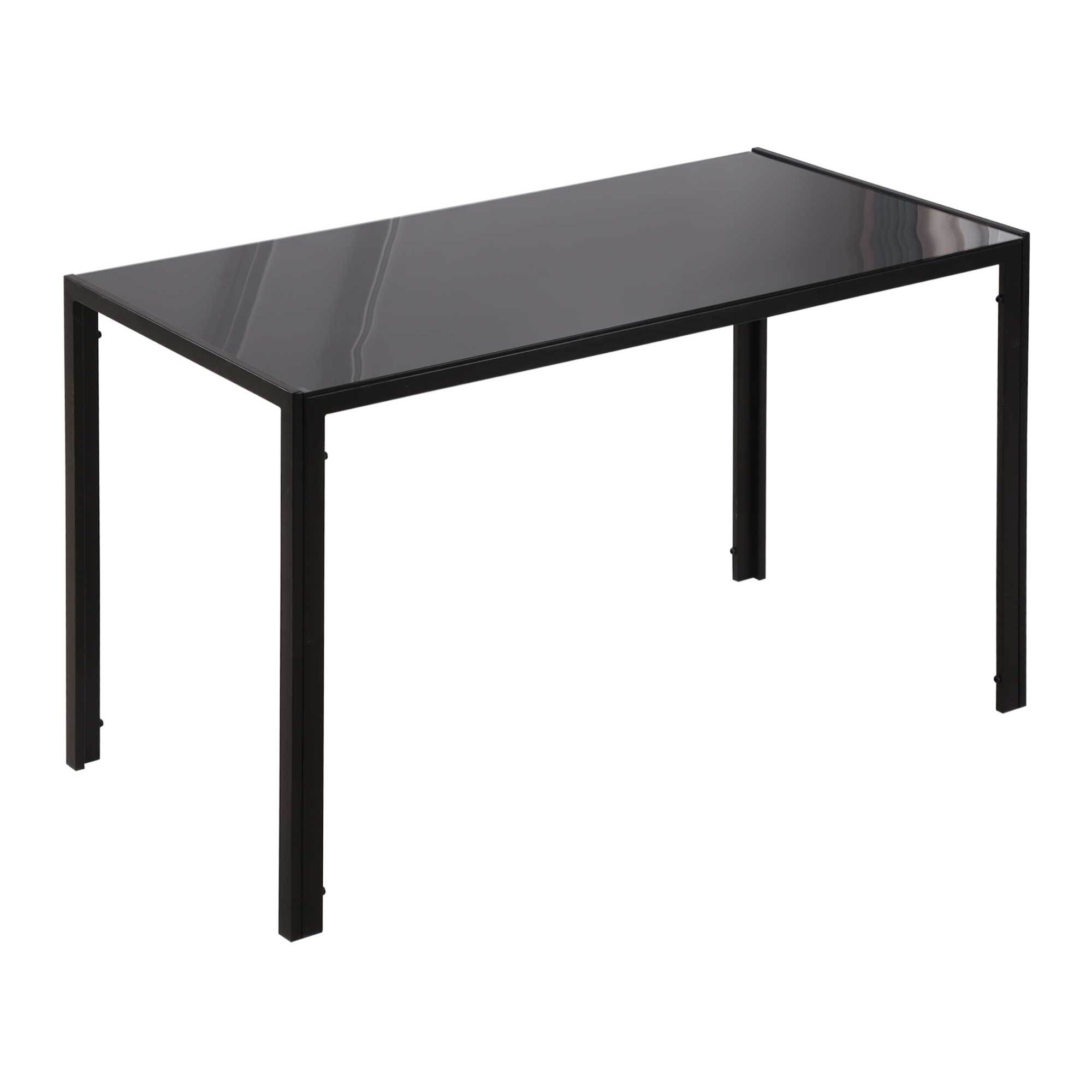 Mesa de Comedor de Cristal Mesa Rectangular para 4-6 Personas con Patas de Metal Multifuncional para Cocina Salón 120x60x75 cm Negro