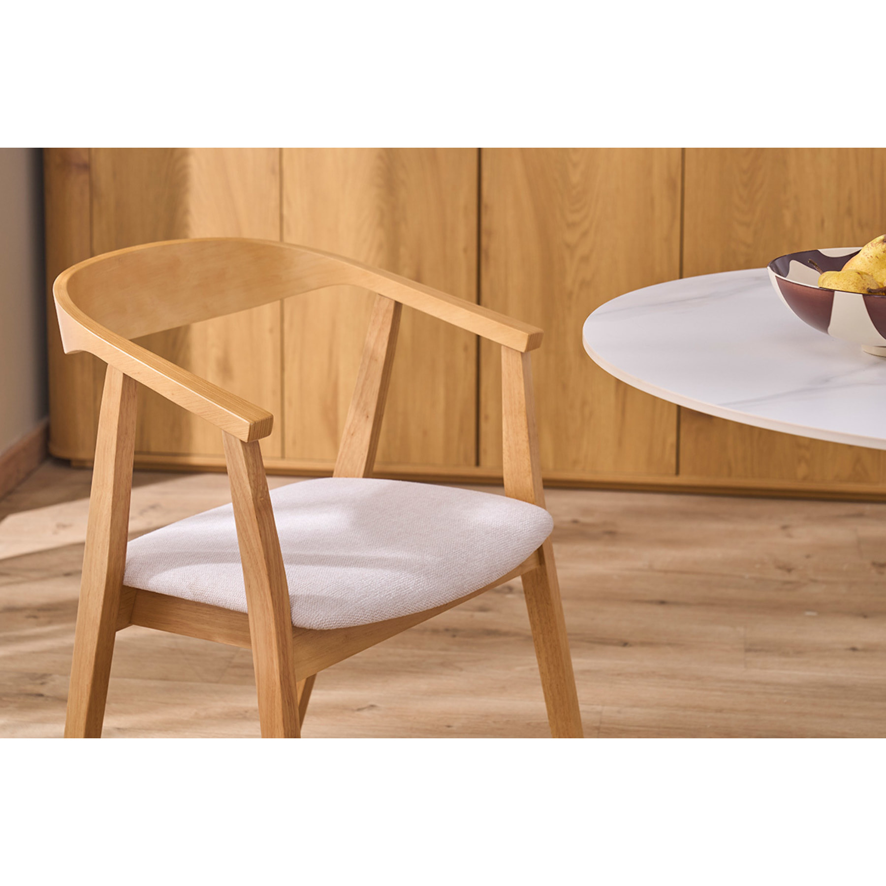 Chaises scandinaves bois clair et tissu effet velours texturé beige (lot de 2) BAHIA