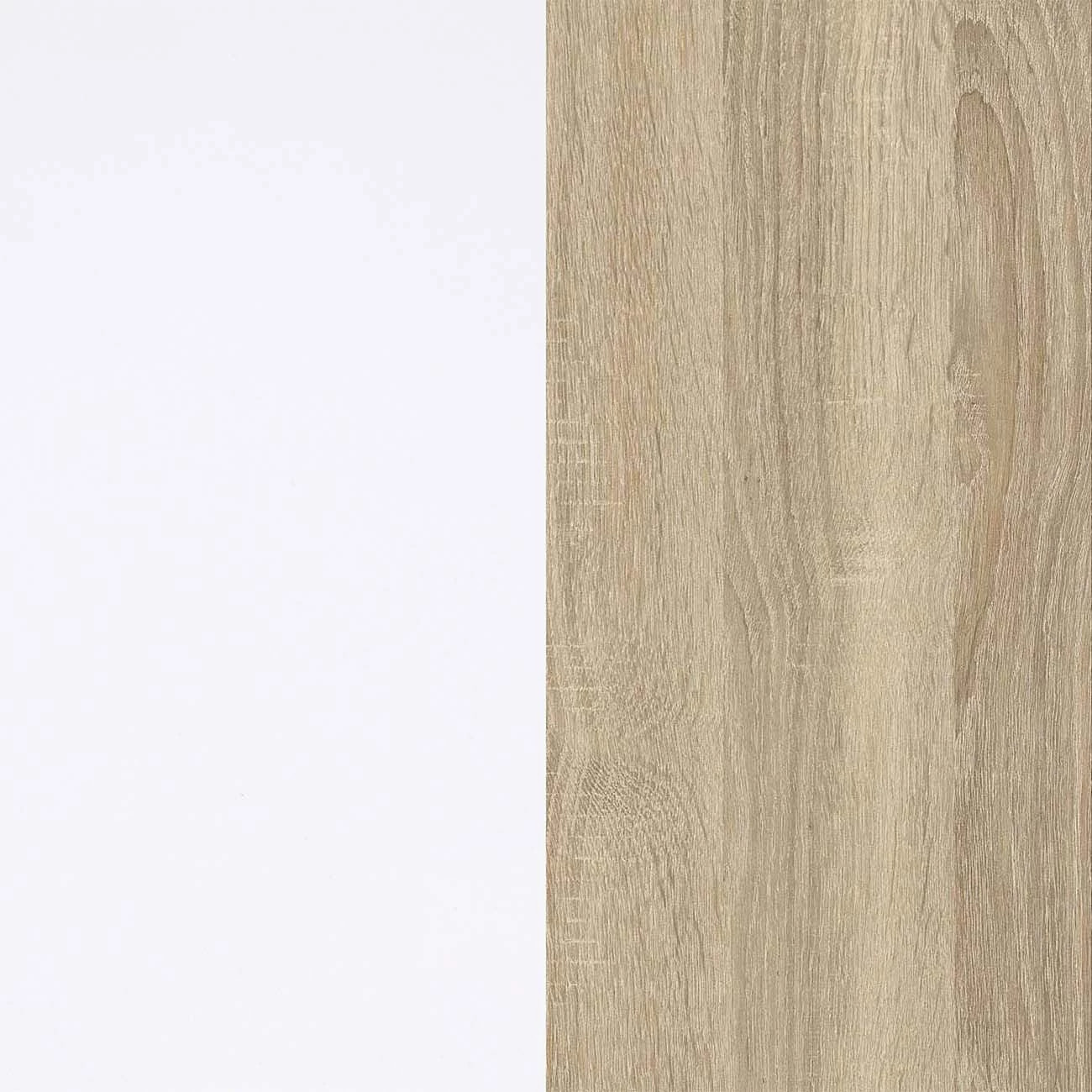 Mesa de escritorio con estantería en blanco artik y roble canadian 120x50 cm Cosmic Blanco Artik (Blanco Mate) - Roble Canadian