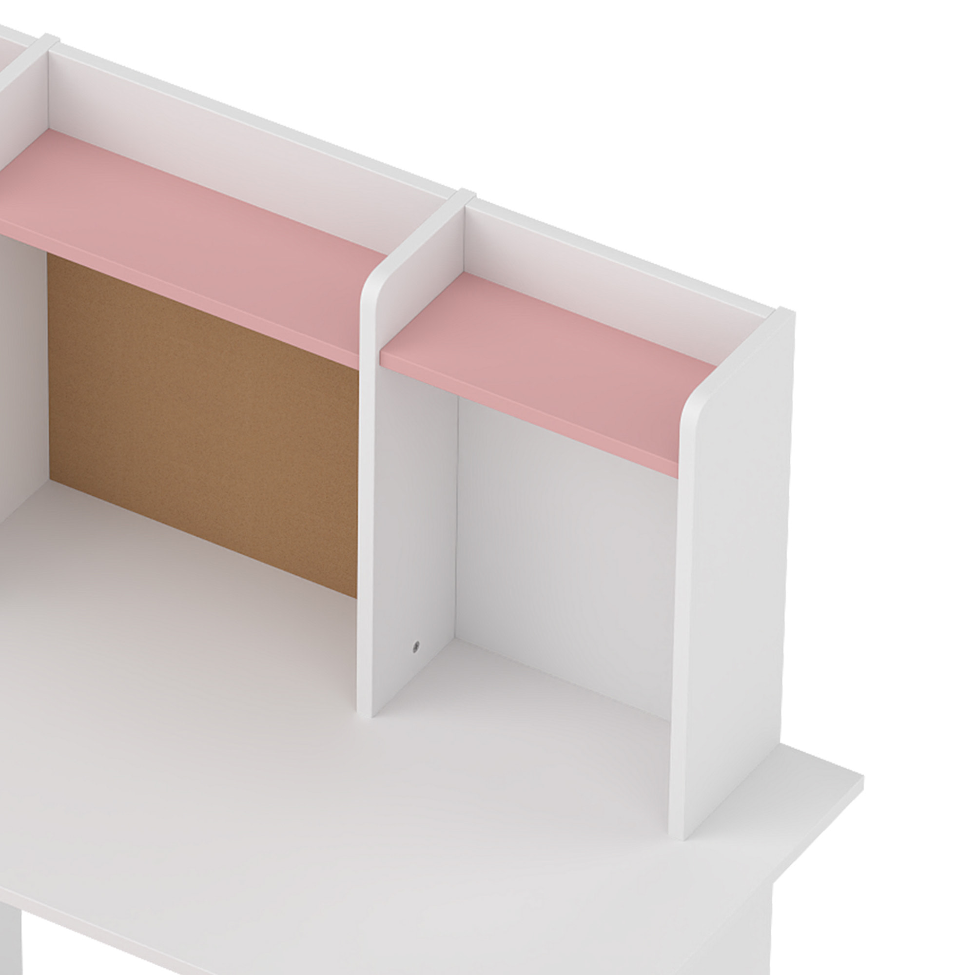 Bureau enfant chaise design multi-rangement avec panneau en liège blanc rose