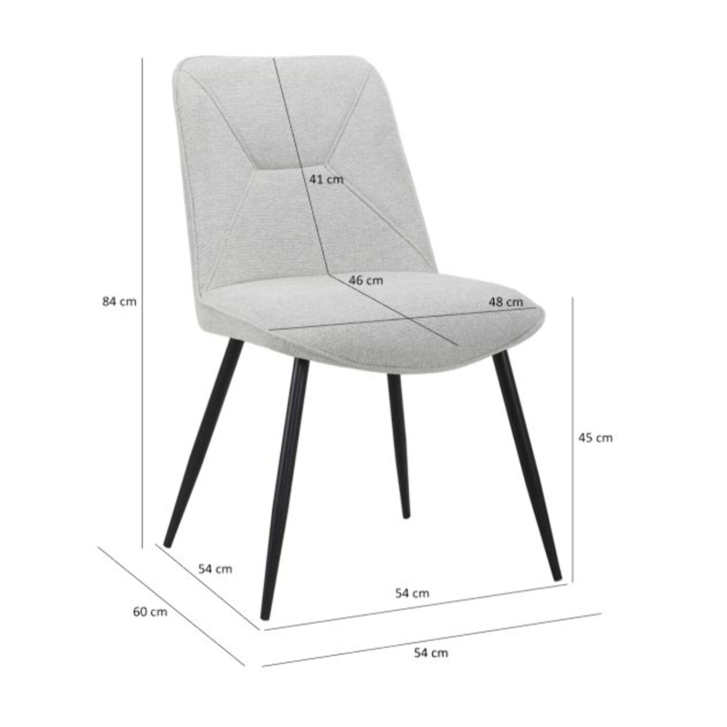 Chaise en tissu avec pieds fins en métal - PERRINE