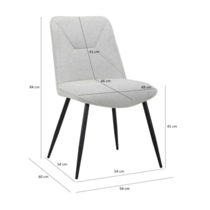 Chaise en tissu avec pieds fins en métal - PERRINE