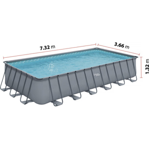 Piscine tubulaire grise - "LUDO 5" - 7.32 x 3.66 x 1.32 m - sans filtration