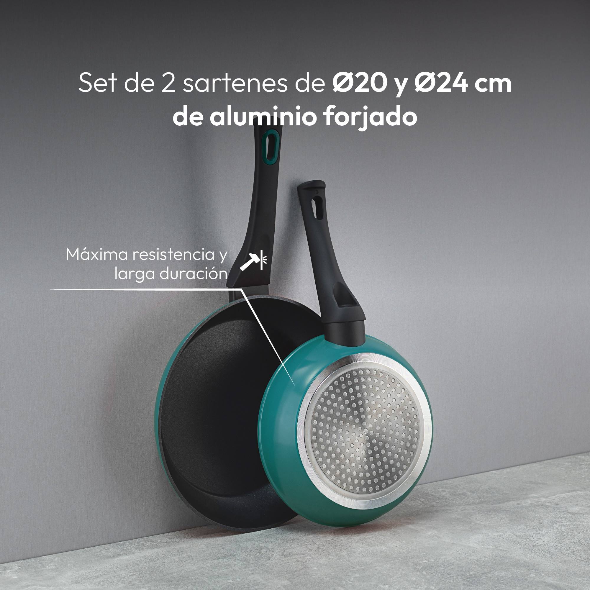 Set de 2 sartenes ø20ø24cm en aluminio forjado verde san ignacio