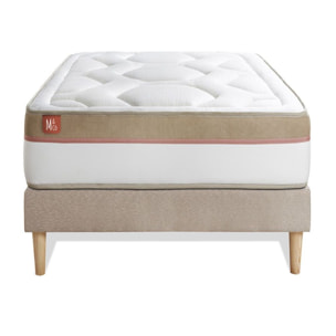 Somier+Colchón Espuma viscoelástica - Kit de base de cama - Beige - Le Cosy