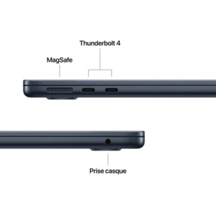 Ordinateur Apple MACBOOK Air 13,6" Puce M4 CPU 10 / GPU 8 coeurs Mémoire RAM 16Go Stockage 1To SSD Retina Minuit
