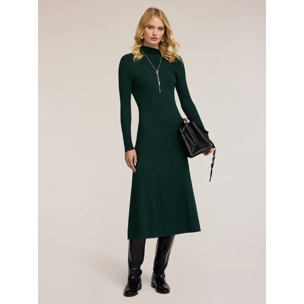 Motivi - Vestido midi de punto con abertura en la espalda - Verde