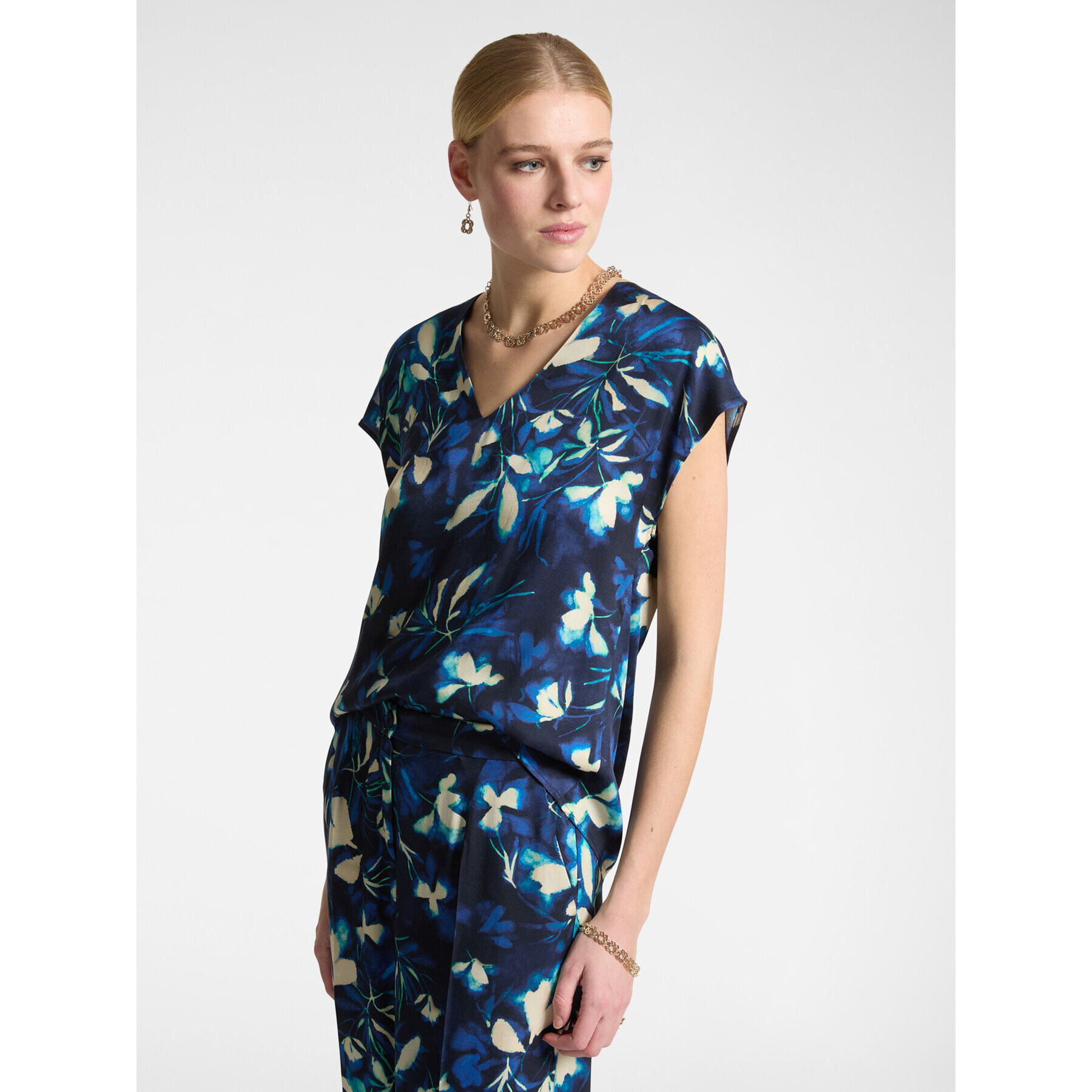 Elena Mirò - Top floreale in viscosa - Blu