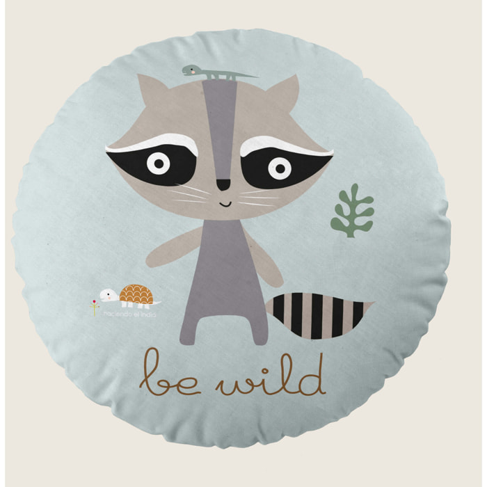 Cojín Redondo Estampado - Con Relleno - Algodón - Aventura Bosque