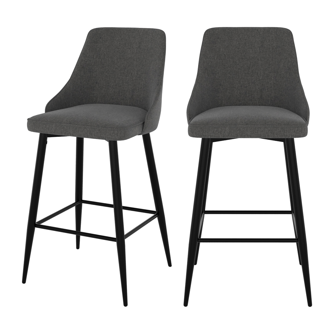Lot de 2 chaises pour îlot central 66,5 cm en tissu gris foncé - Pipo