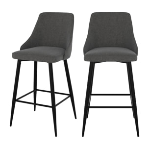 Lot de 2 chaises pour îlot central 66,5 cm en tissu gris foncé - Pipo