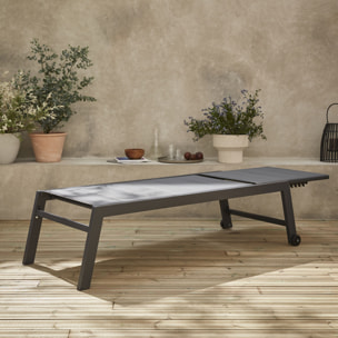 bain de soleil - Solis - Transat textilène et aluminium 6 positions. structure gris anthracite. textilène gris