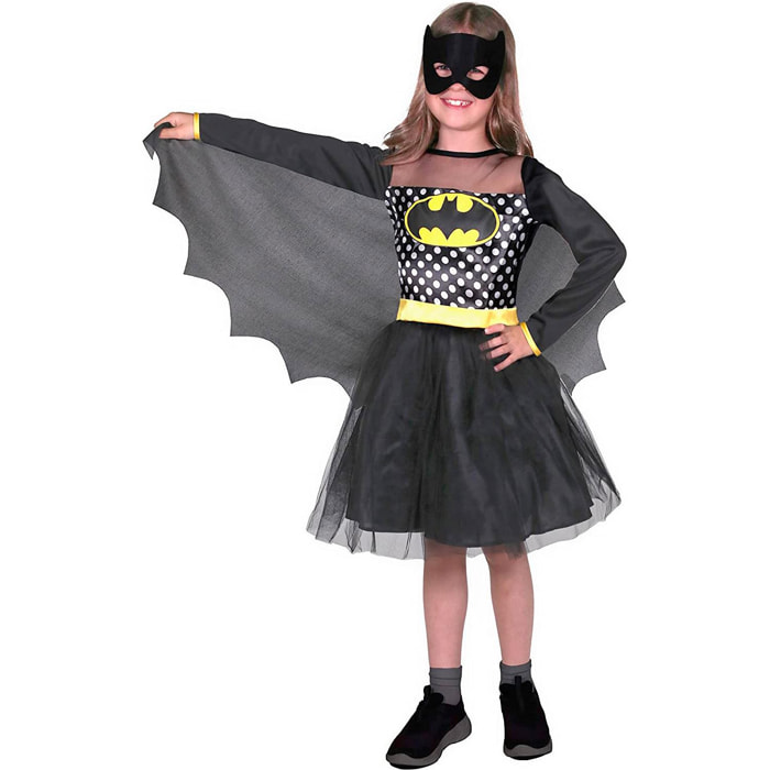 Batgirl Costume Travestimento DC Comics con Gonna in Tulle Nero Giallo Bambina