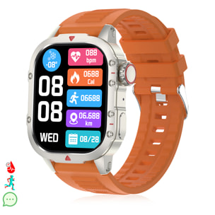 Smartwatch B04 con llamadas BT, notificaciones push. Monitor deportivo y de salud. Corona multifunción.