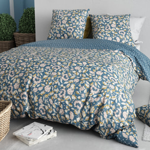 Parure housse de couette imprimé 100% percale de coton - frida - rose
