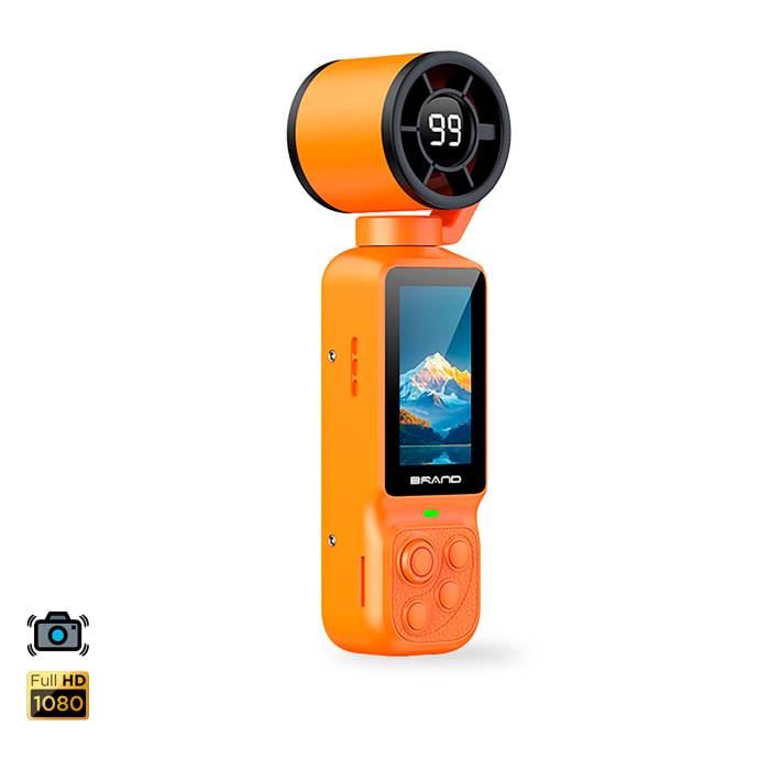 Cámara deportiva LK-035 de 48MPX con giro 180° y ventilador incorporado. Pantalla HD 1,97” ideal para fotos y vídeo FHD, con grabación en ciclo. Incluye lanyard para muñeca.