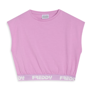 Top senza maniche con elastico jacquard logato