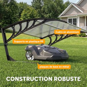 Marquise auvent robot-tondeuse - abri de jardin robot-tondeuse - noir transparent