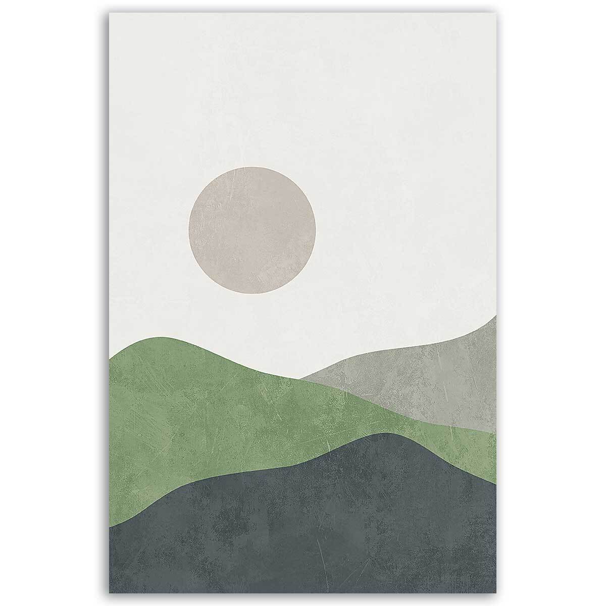 Tableau paysage abstrait collines vertes Toile imprimée