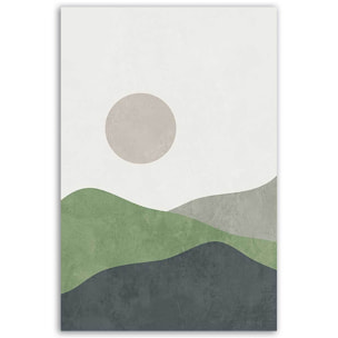 Tableau paysage abstrait collines vertes Toile imprimée