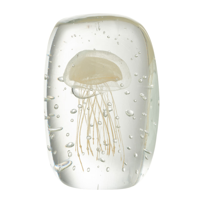 J-Line Presse Papier Calypso Triangle Verre Transparent/Beige Small