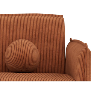 Lexie - Canapé convertible clic-clac 2 places en velours côtelé - Terracotta