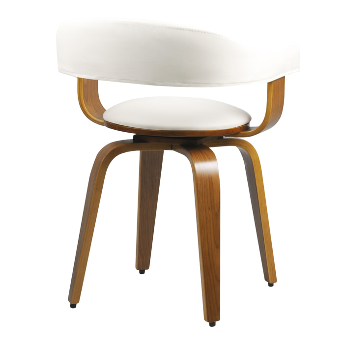 Chaise avec accoudoirs en cuir synthétique blanc - Harold
