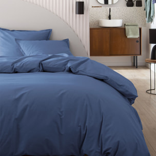 Housse de couette unie en coton, Made in France, TOUT DOUX , Bleu Denim