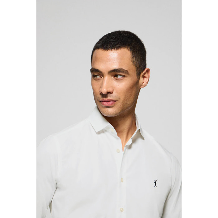 Camicia slim in popeline bianca con logo Rigby Go ricamato