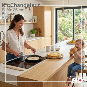 Set de 1 poêle de cuisson 26 cm en aluminium avec 2 ustensiles de cuisine sans PFAS Elo Ducato
