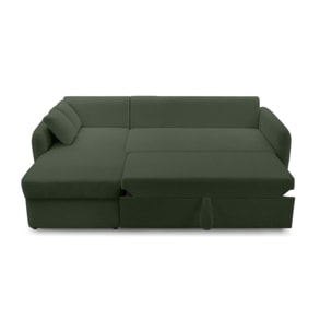 Pocatello - canapé d'angle réversible 4 places - convertible avec coffre - en tissu bouclette - Vert