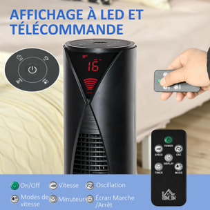 Ventilateur colonne tour oscillant 45 W silencieux télécommande incluse timer 4 modes 3 vitesses noir