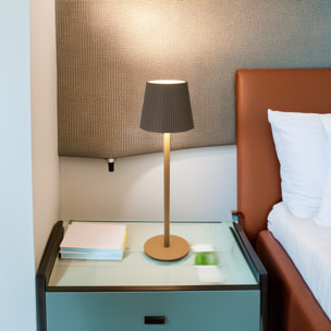 Well Home Lámpara de mesa Taupe LED Recargable con 32 Luces Blancas cálidas y 4 niveles de Brillo Ø10,5x36,2cm